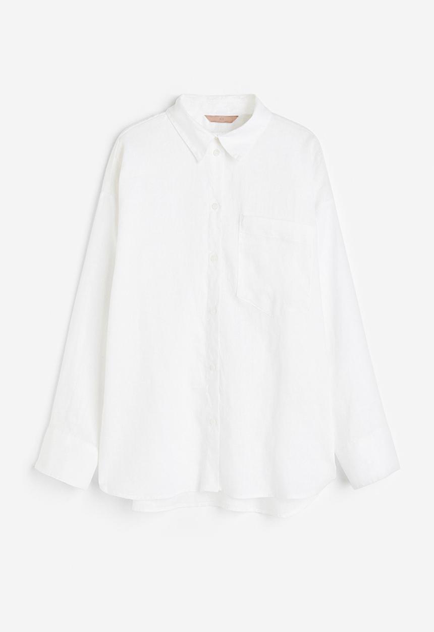 H&M - Oversized linen-blend shirt - white