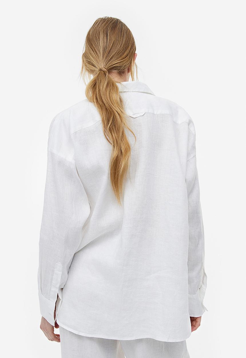 H&M - Oversized linen-blend shirt - white