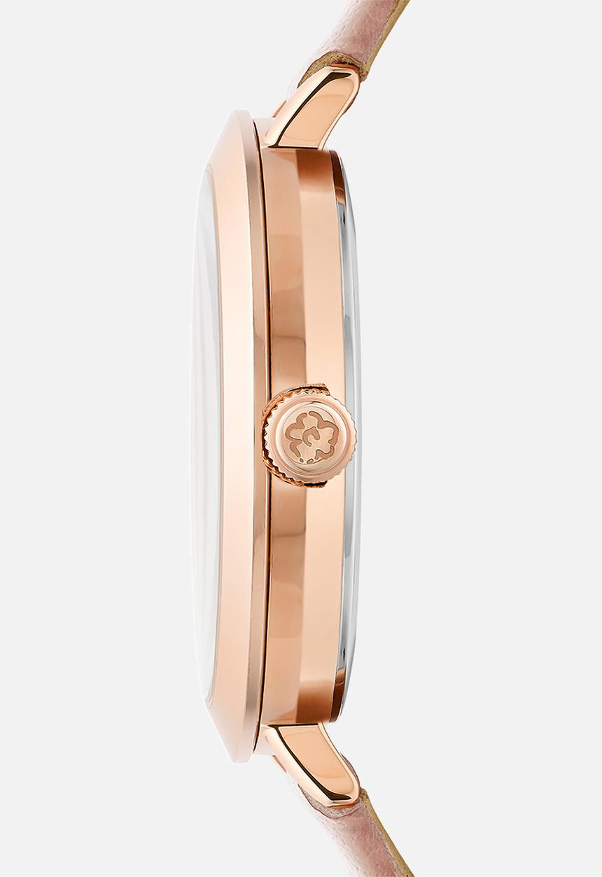 Ted Baker - Sst rose-gold casesilver-tone dial pink leather strap