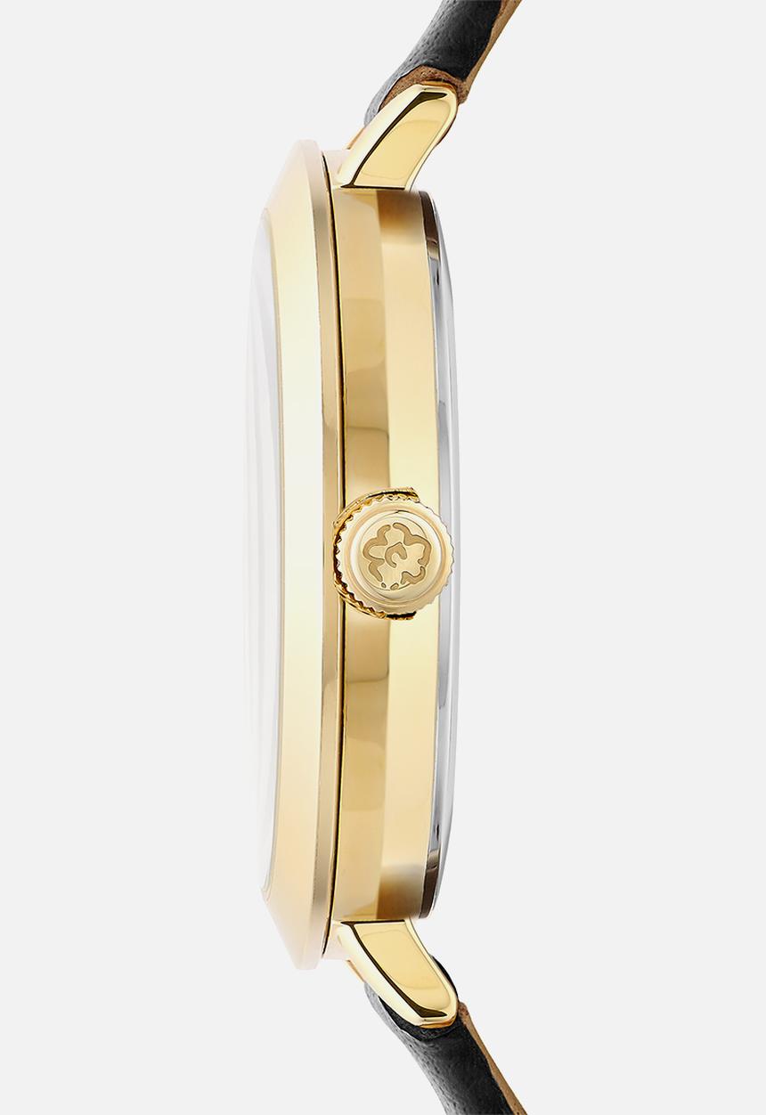 Ted Baker - Sst yellow-gold case gold sunray dialblack leather strap