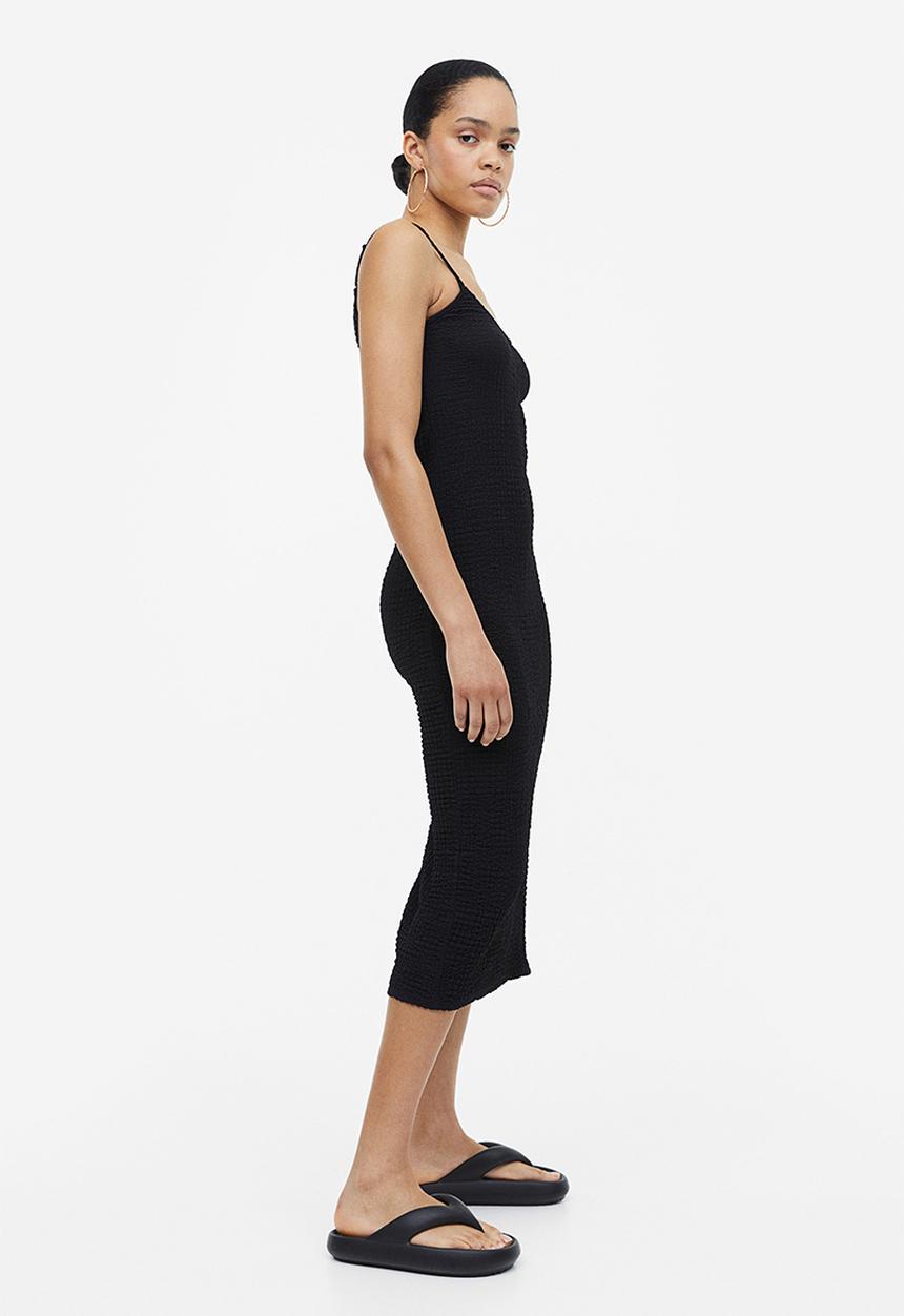 H&M - Crinkled jersey dress - black