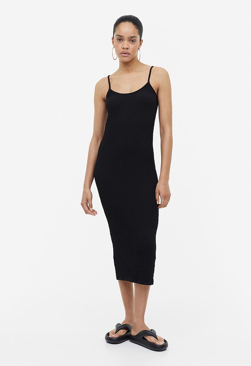 H&M - Crinkled jersey dress - black
