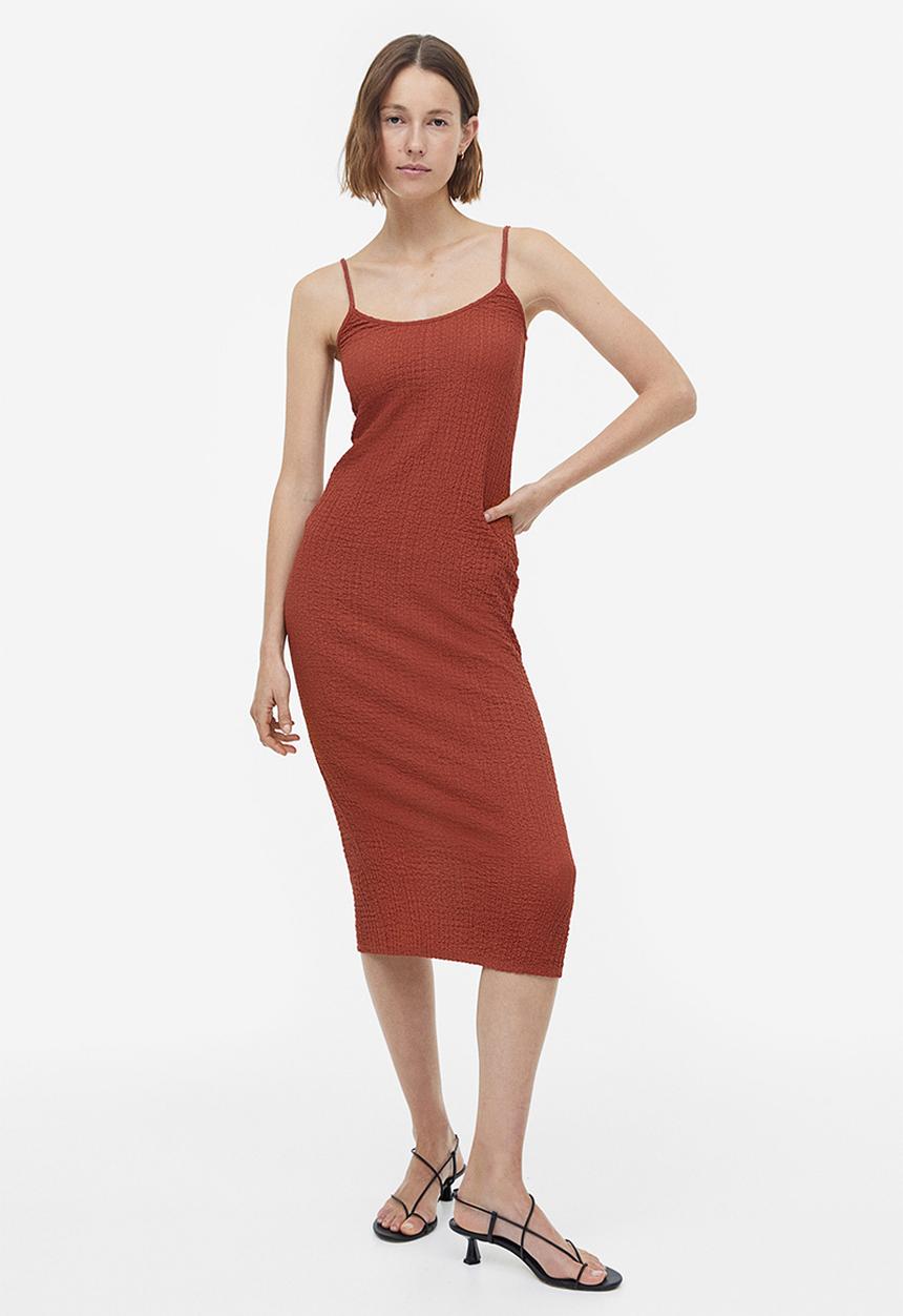 H&M - Crinkled jersey dress - orange
