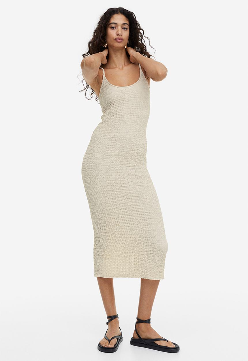 H&M - Crinkled jersey dress - beige