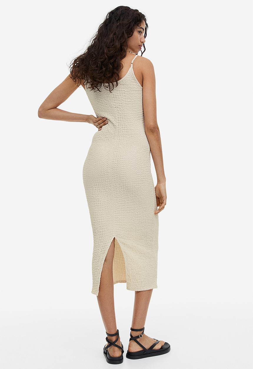 H&M - Crinkled jersey dress - beige