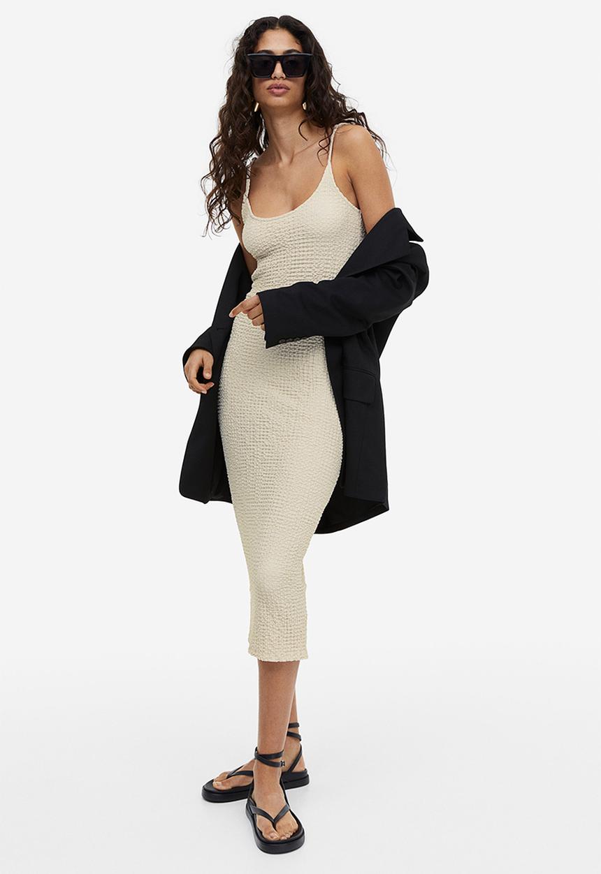 H&M - Crinkled jersey dress - beige