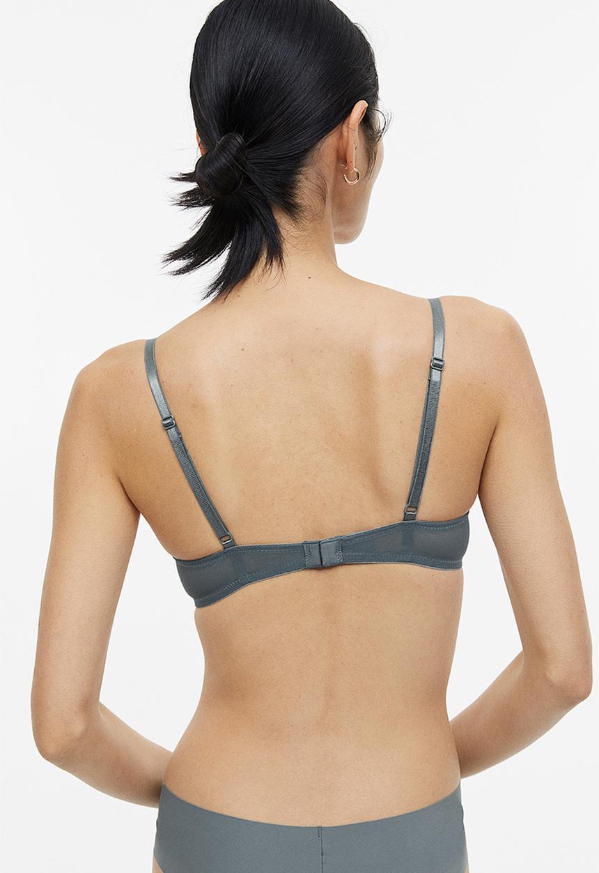 H&M - 2-pack microfibre push-up bras - grey,white