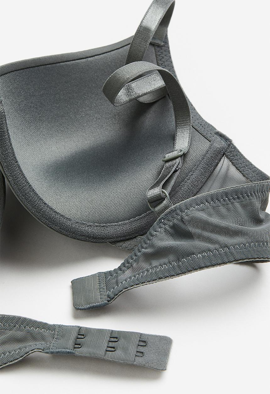 H&M - 2-pack microfibre push-up bras - grey,white