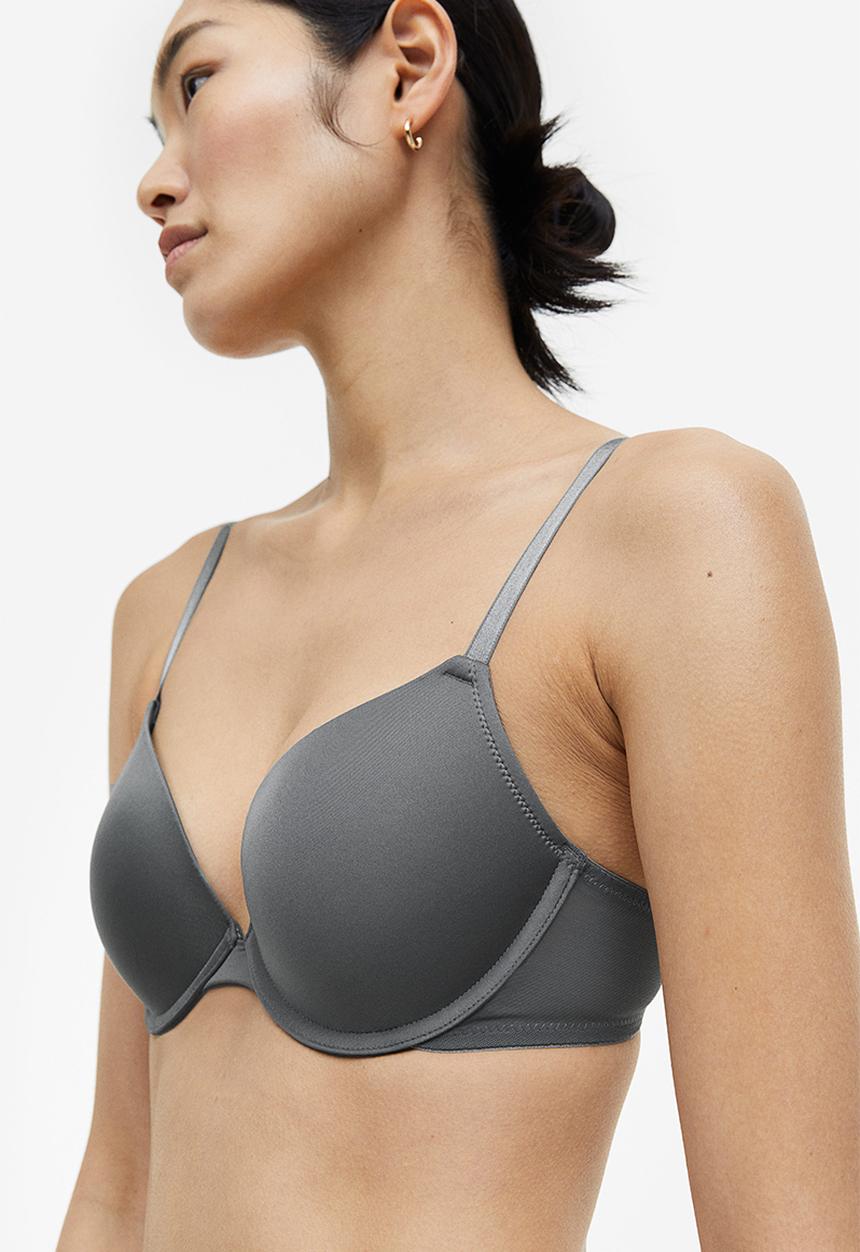 H&M - 2-pack microfibre push-up bras - grey,white