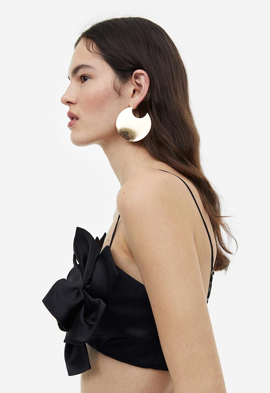 H&M - Satin crop top - black