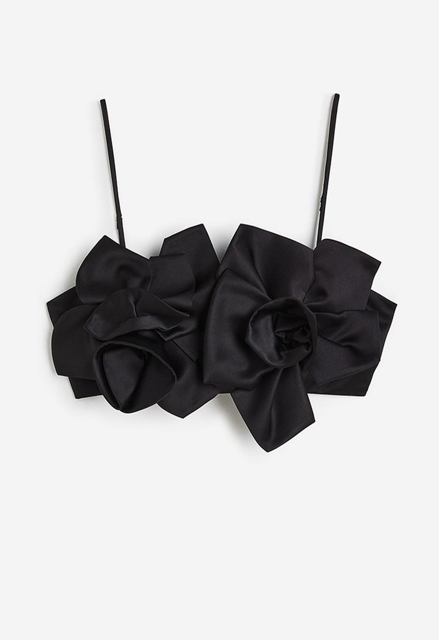 H&M - Satin crop top - black