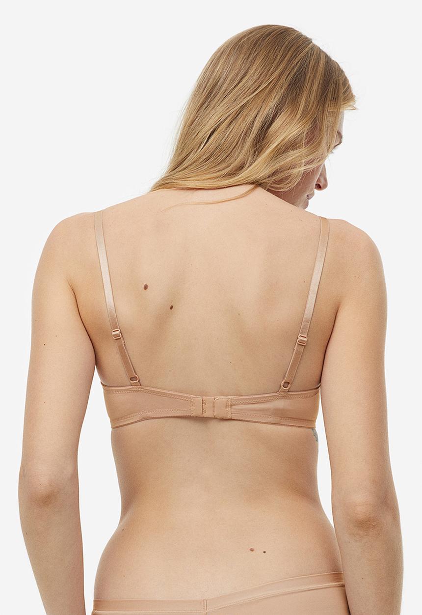 H&M - 2-pack padded microfibre bras - beige & white
