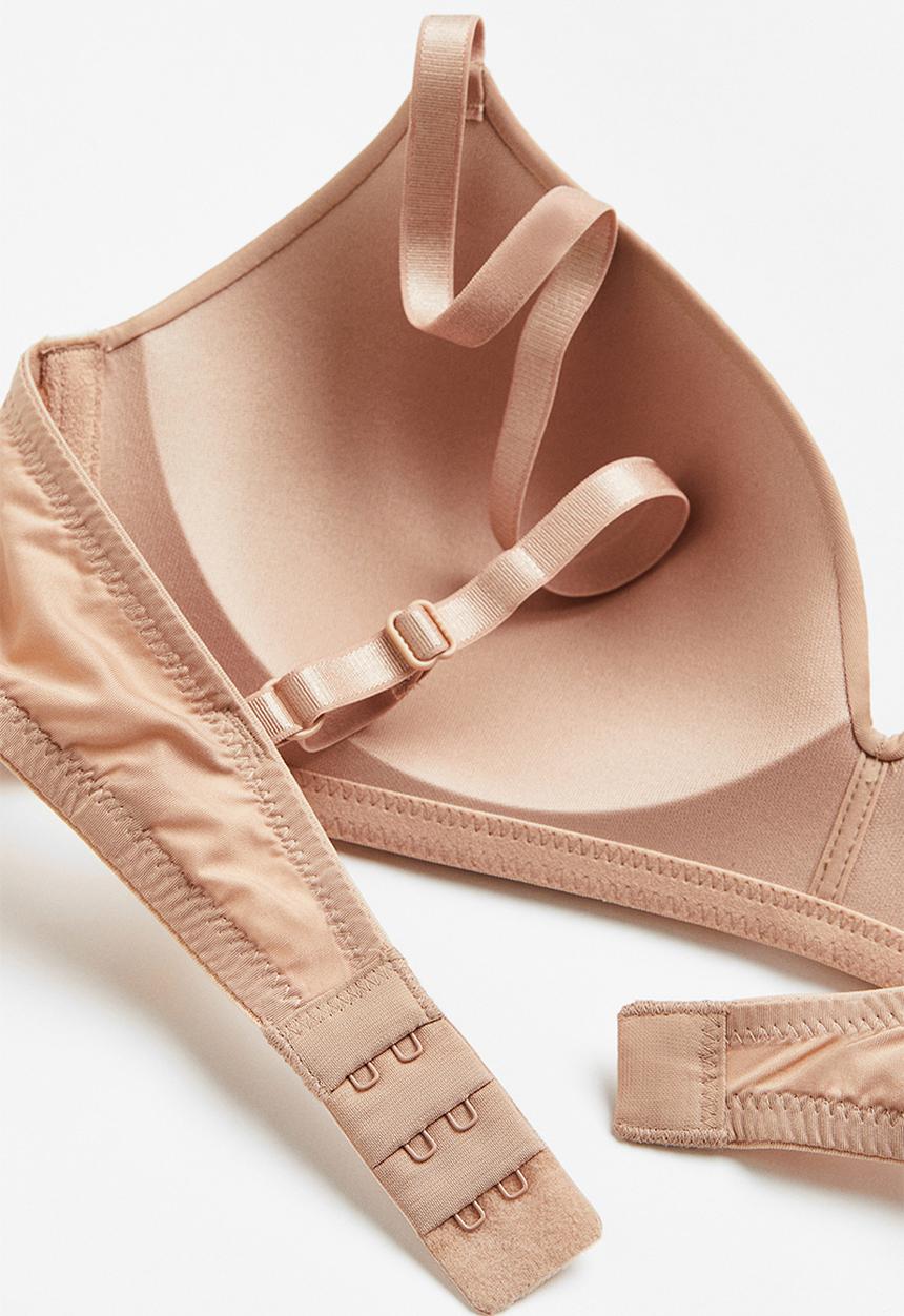H&M - 2-pack padded microfibre bras - beige & white