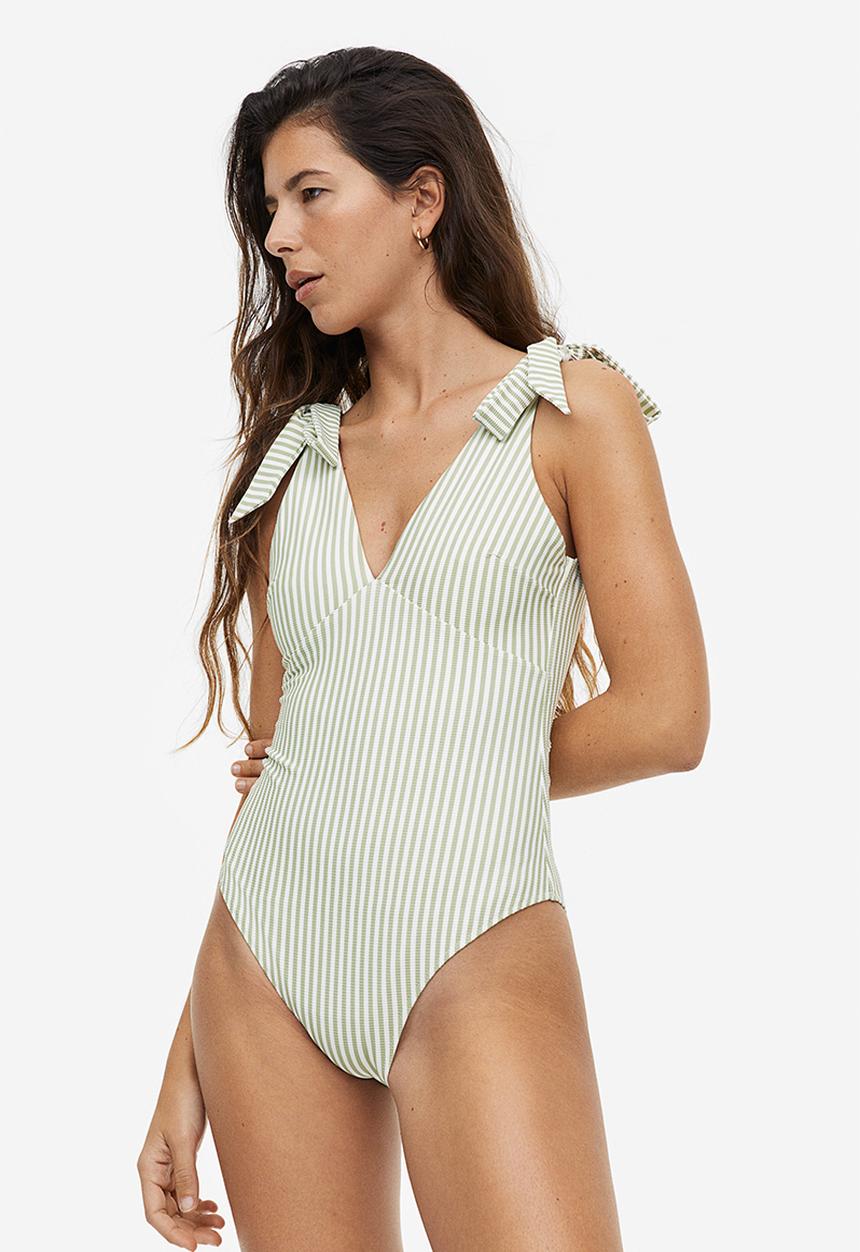 H&M - High leg swimsuit - green