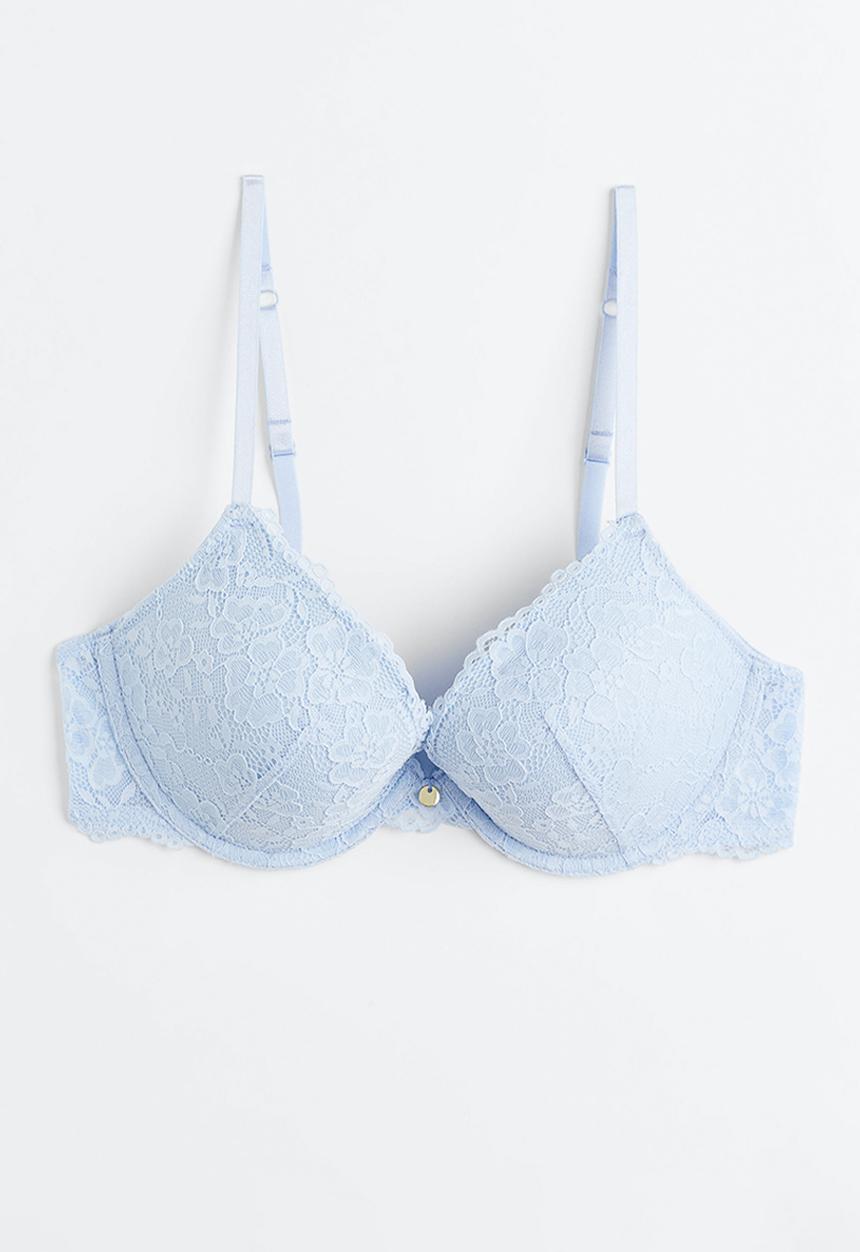H&M - Lace push-up bra - light blue 