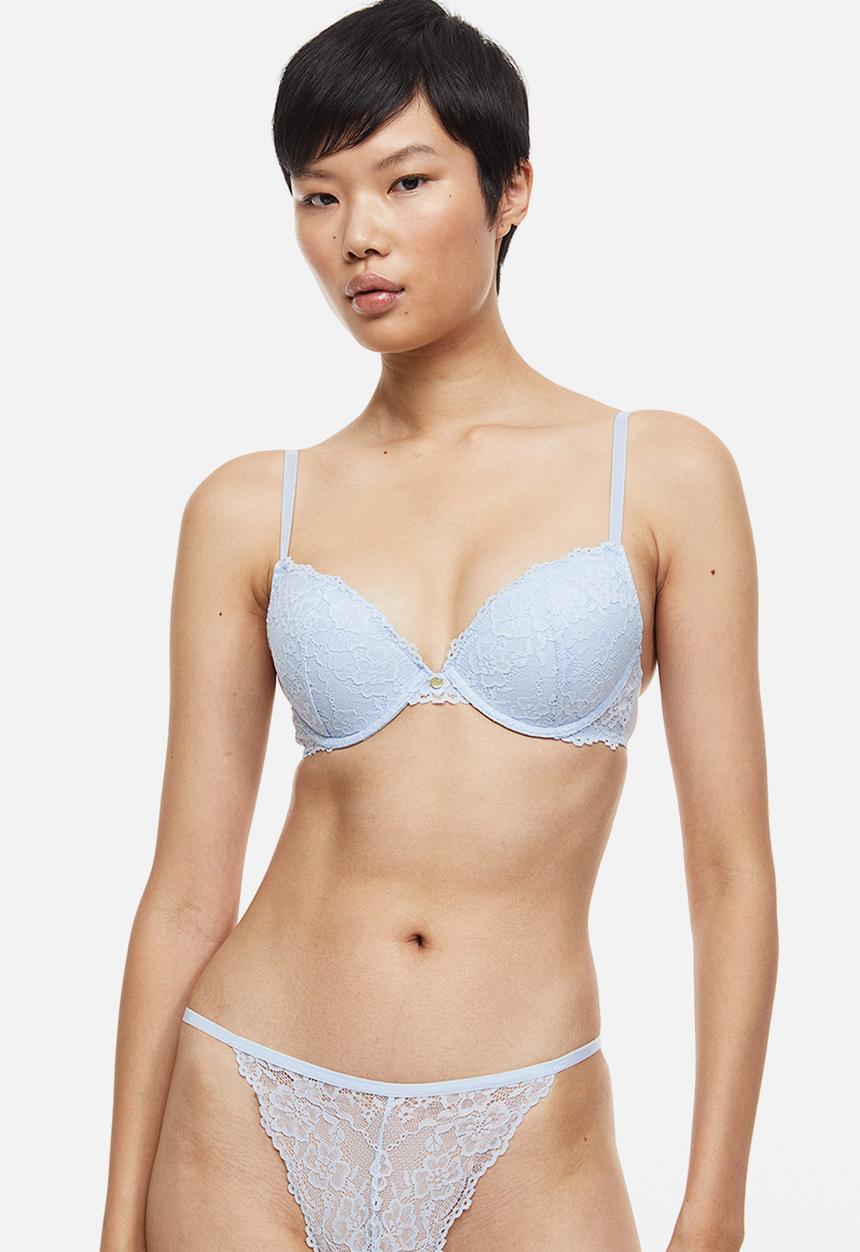 H&M - Lace push-up bra - light blue 