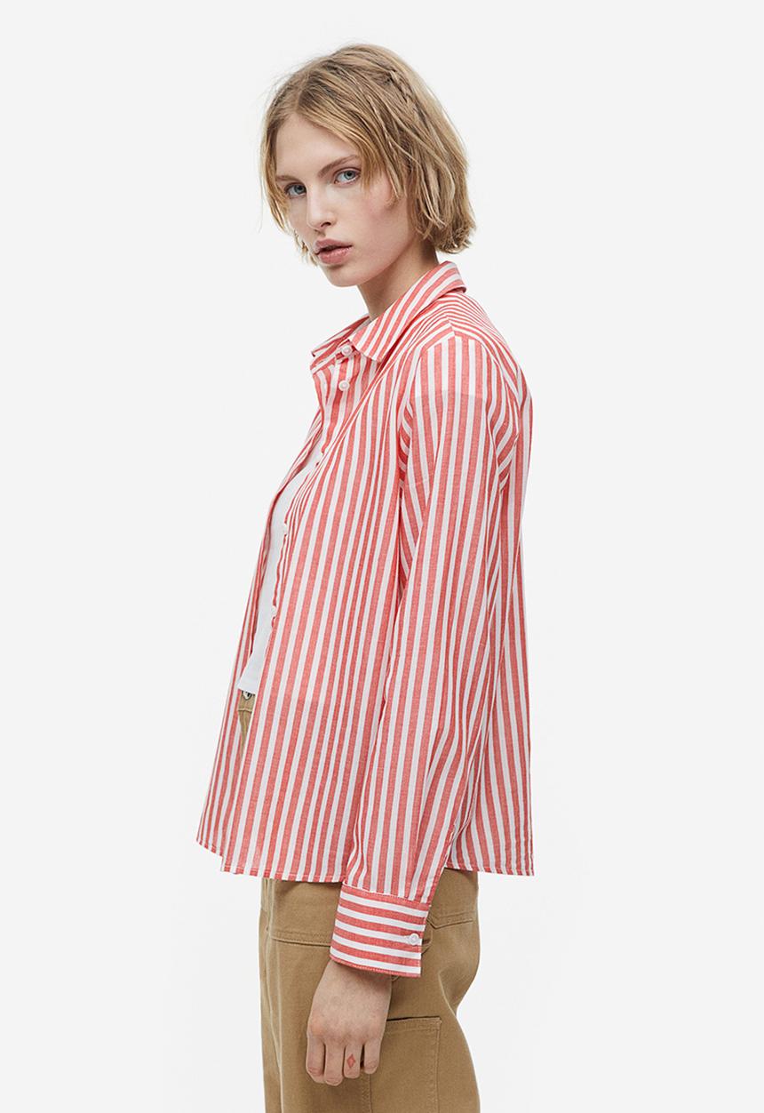 H&M - Cotton shirt - white & red