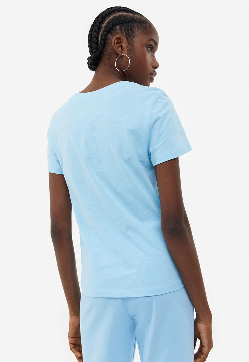 H&M - Fitted T-shirt - light  blue