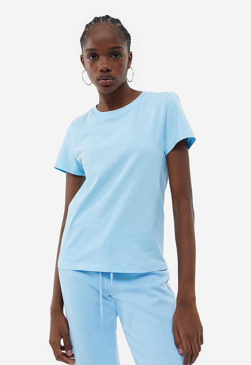 H&M - Fitted T-shirt - light  blue