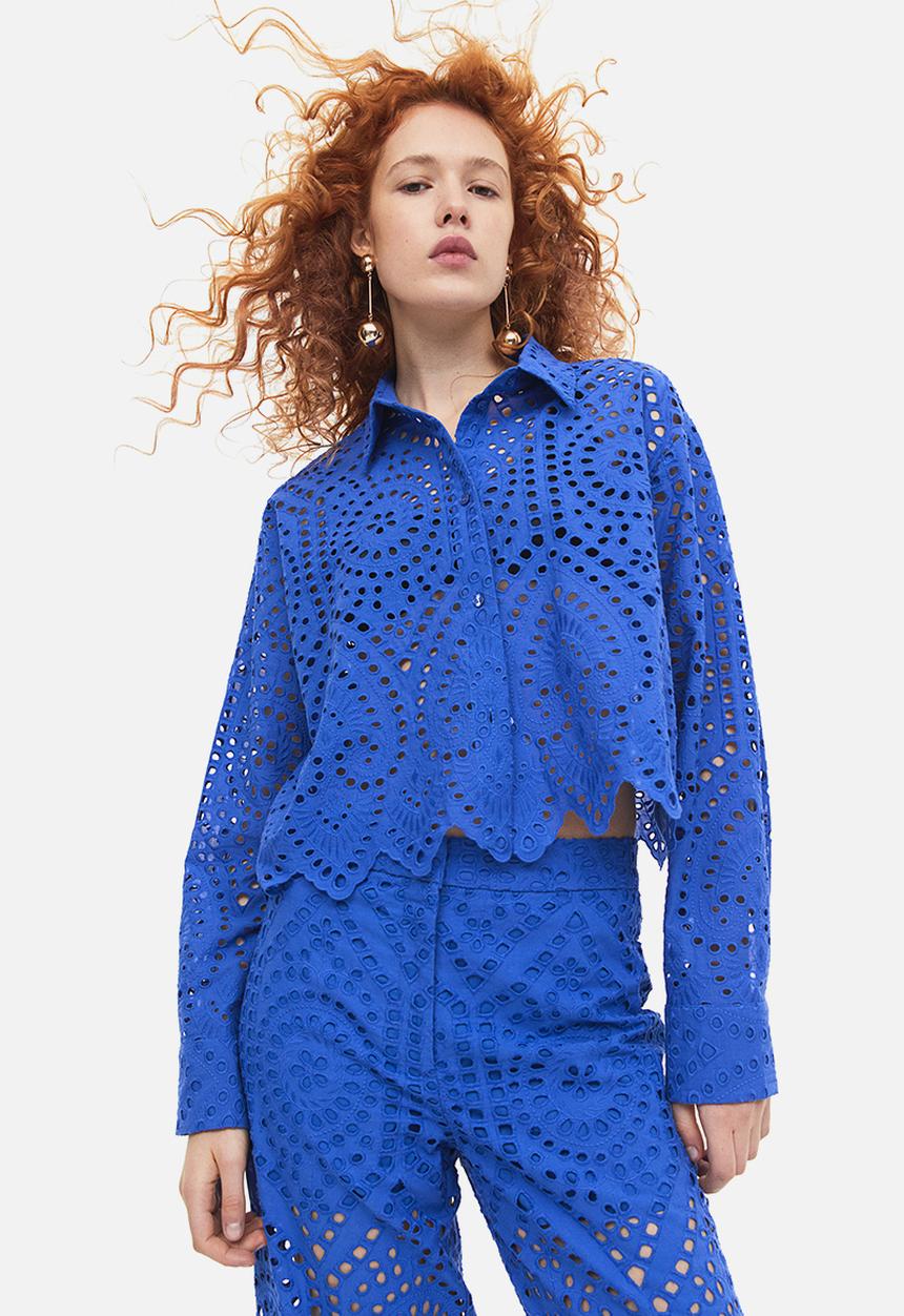 H&M - Broderie anglaise shirt - bright blue