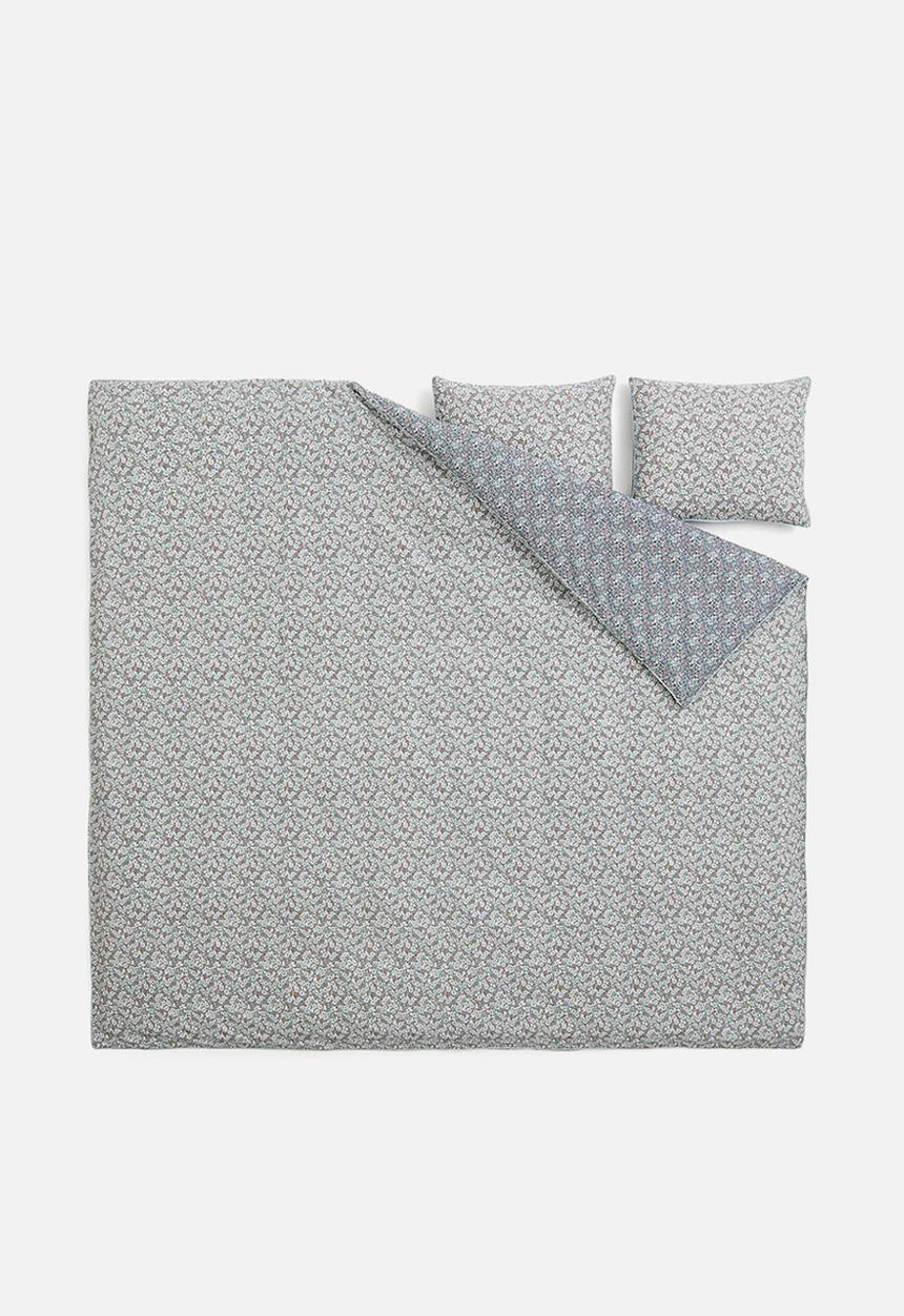 H&M - Cotton double/king duvet cover set - light green floral
