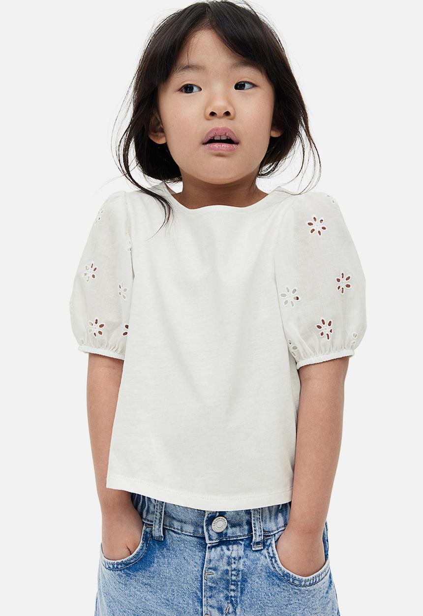 H&M - Puff-sleeved top - white