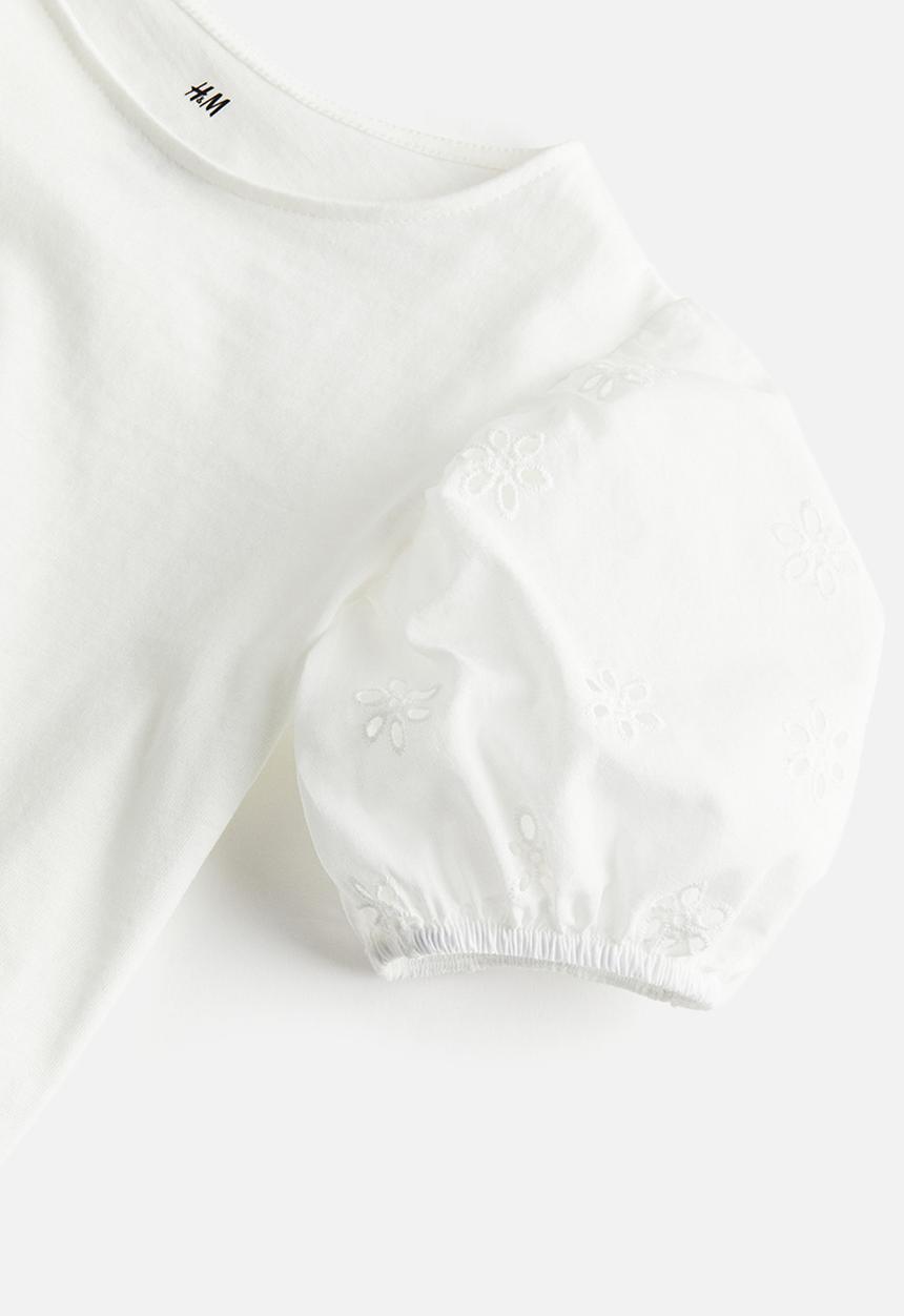 H&M - Puff-sleeved top - white