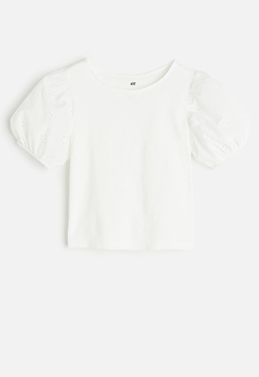 H&M - Puff-sleeved top - white