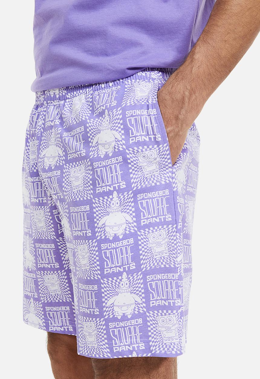 H&M - Regular fit pyjama t-shirt and shorts - purple spongebob