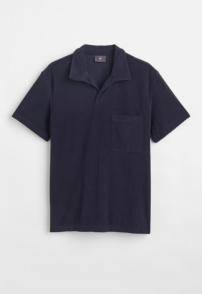 H&M - Regular fit terry polo shirt - navy blue