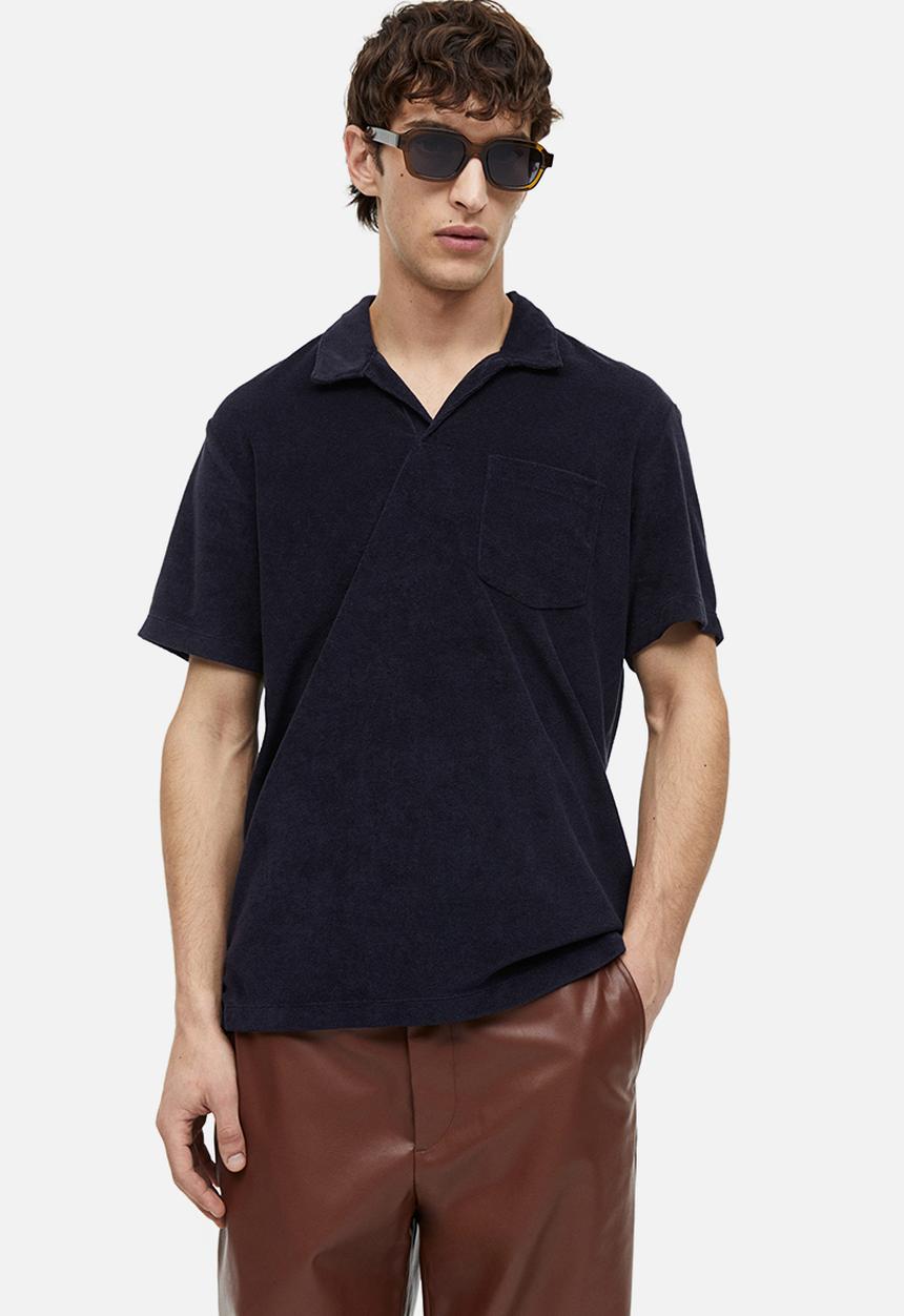 H&M - Regular fit terry polo shirt - navy blue