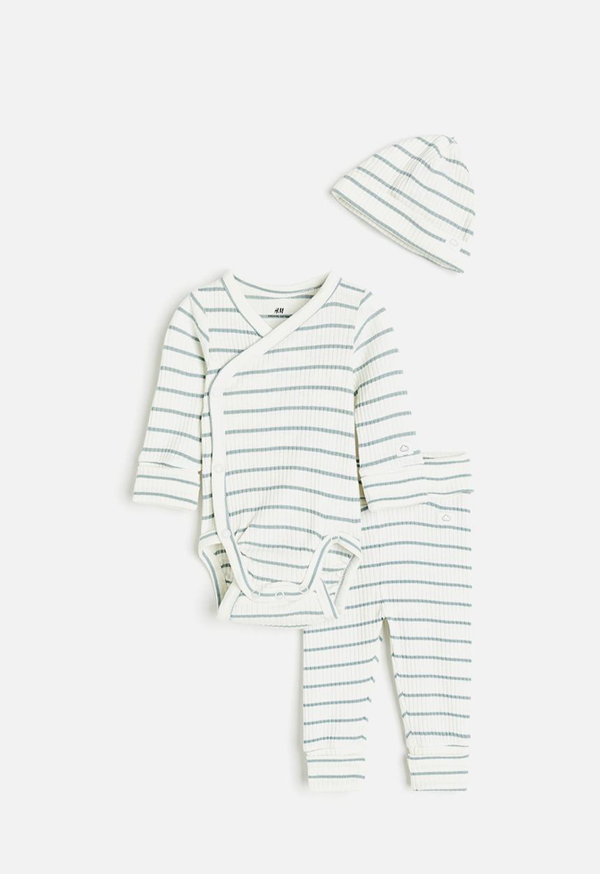 H&M - Adjustable-fit set - white/turquoise striped