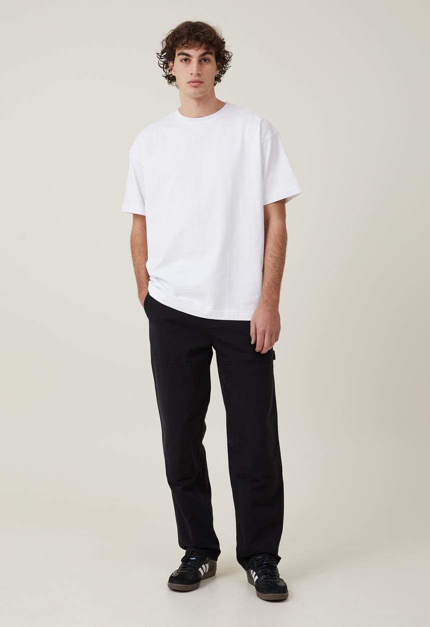 Cotton On - Loose fit pant - black knee patch twill