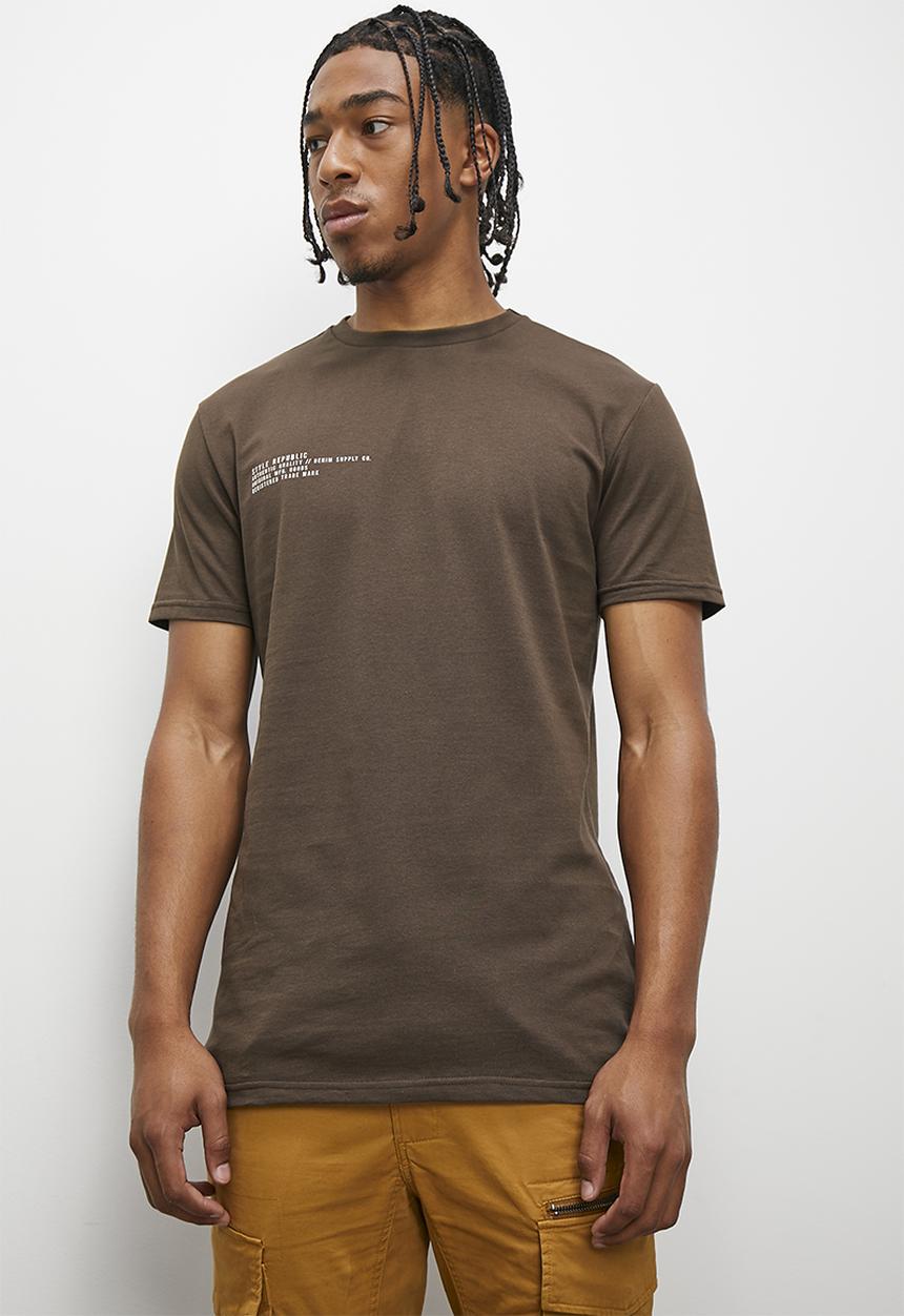 STYLE REPUBLIC - Crew neck graphic T-shirt - brown