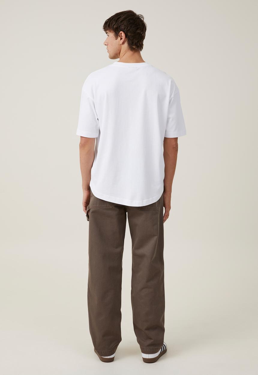 Cotton On - Loose fit pant - washed chocolate knee patch twill
