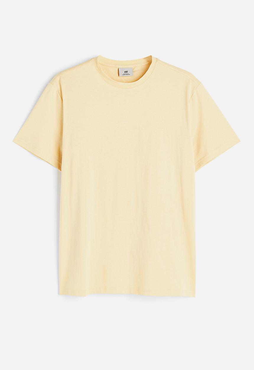 H&M - Regular fit pima cotton t-shirt - pale yellow 