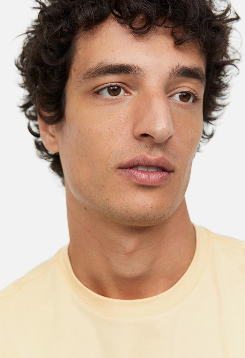 H&M - Regular fit pima cotton t-shirt - pale yellow 