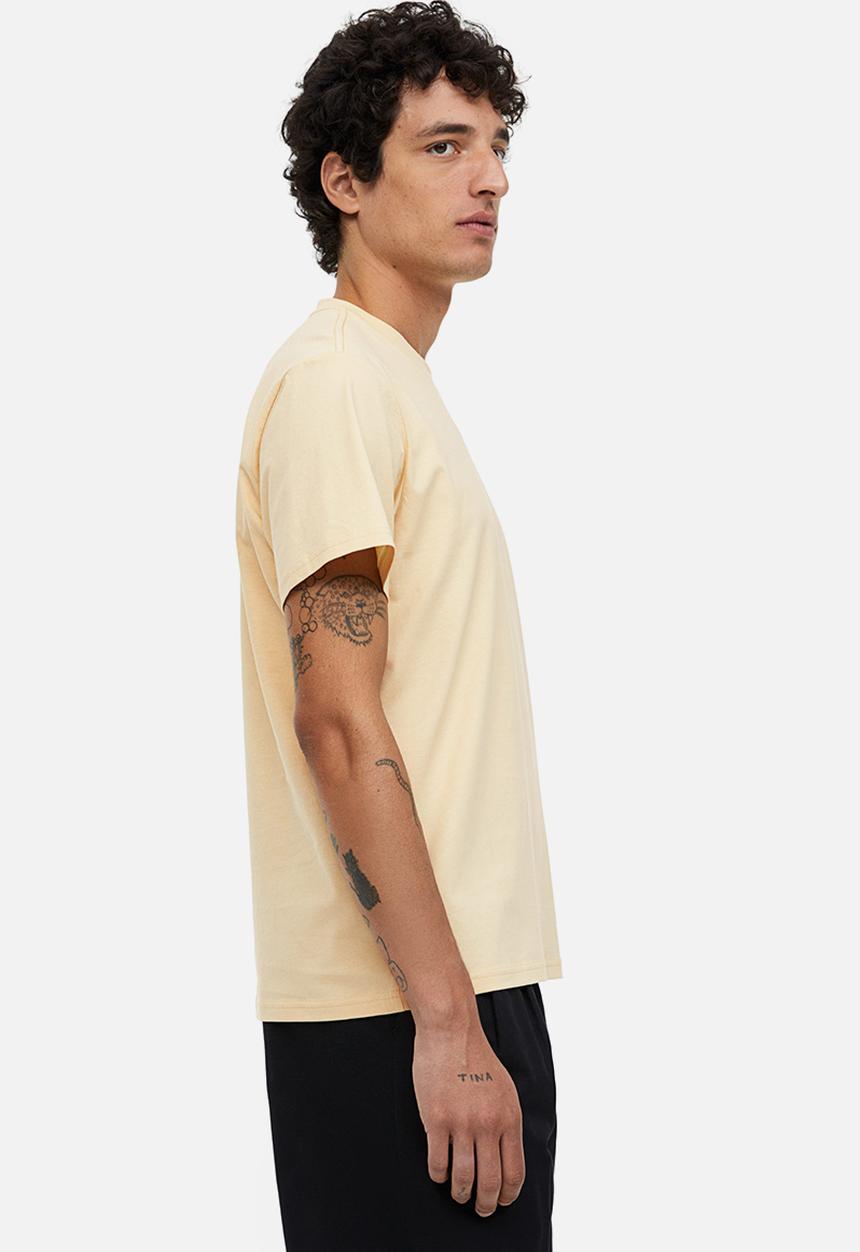 H&M - Regular fit pima cotton t-shirt - pale yellow 