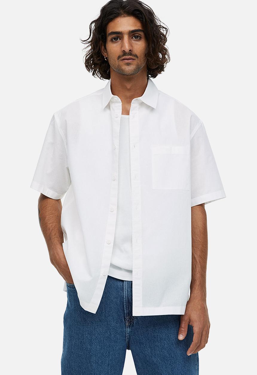 H&M - Relaxed fit short-sleeved shirt - white