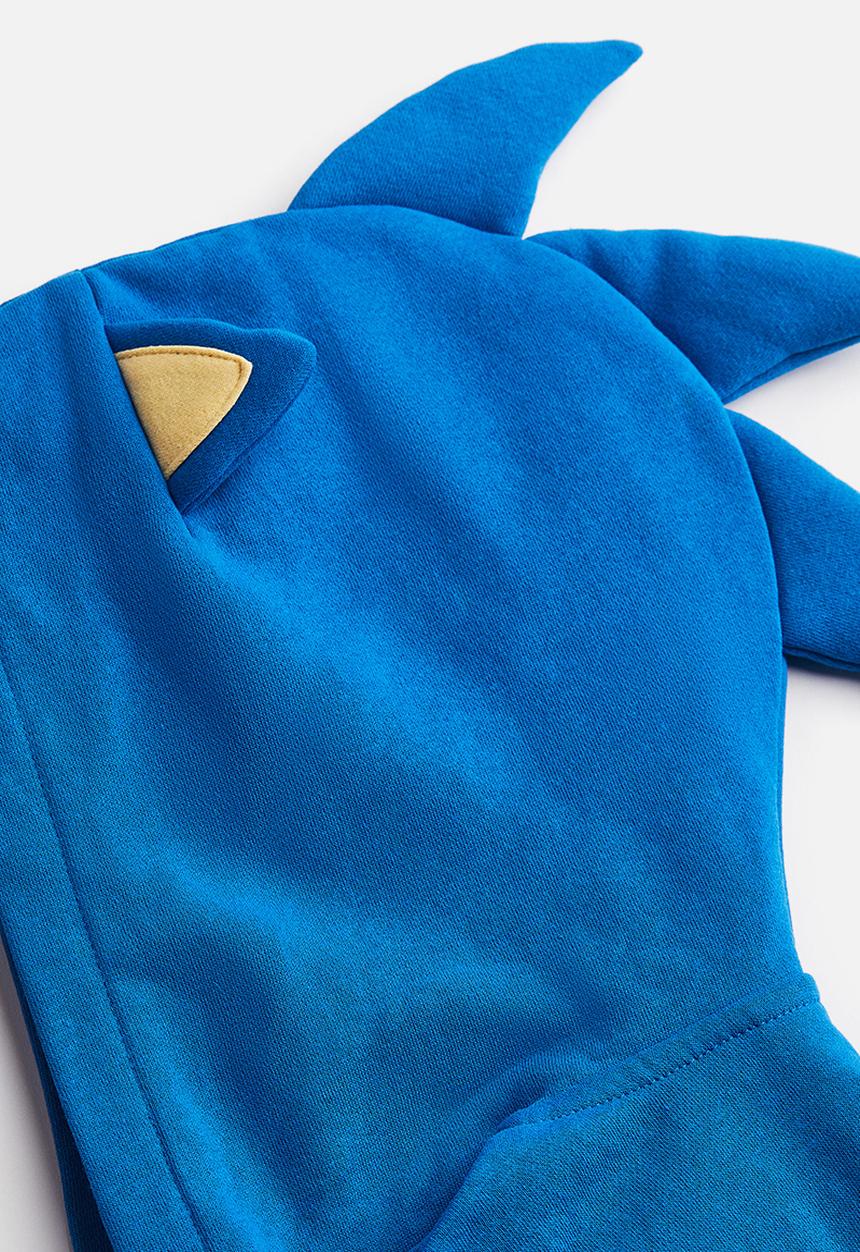 H&M - Appliquéed zip-through hoodie - blue/sonic the hedgehog