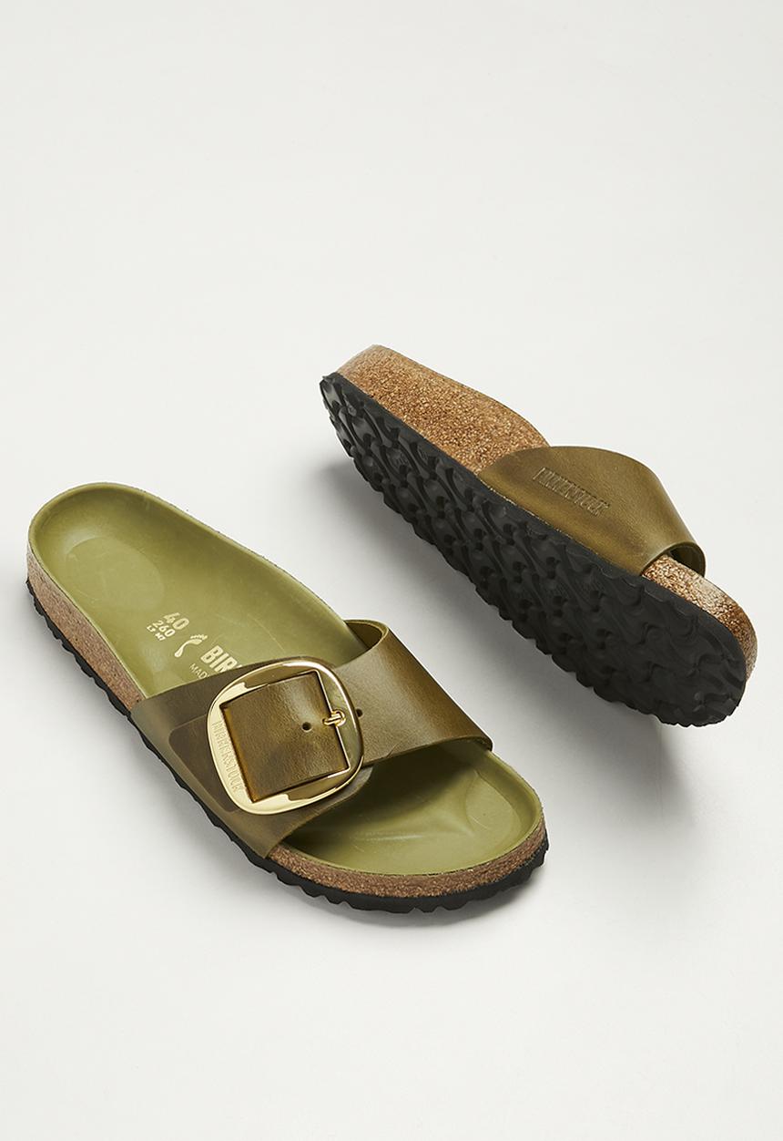 Birkenstock - Madrid big buckle oiled leather narrow - green olive