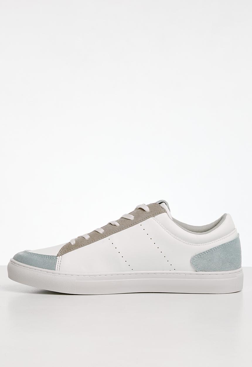 POLO - Perforated side flash pu sneaker - white & blue 
