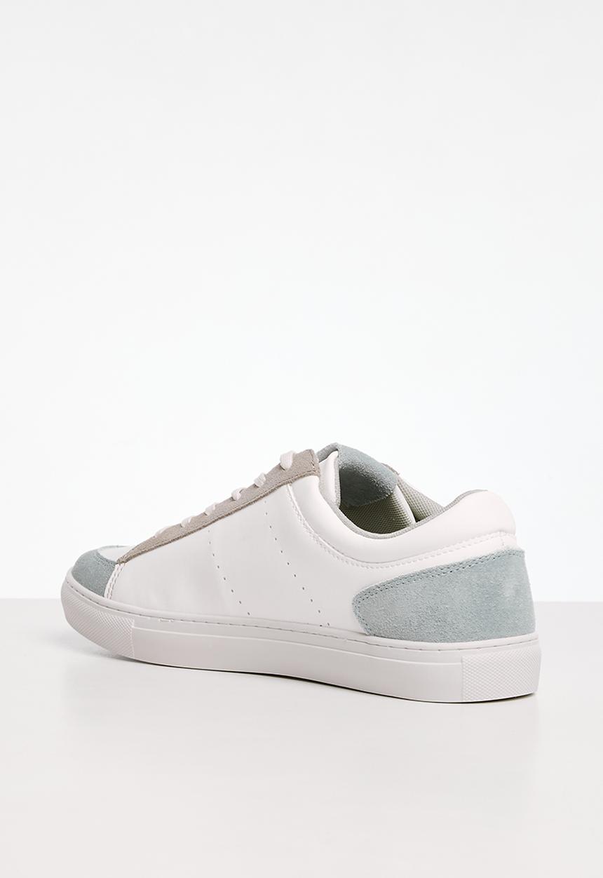 POLO - Perforated side flash pu sneaker - white & blue 