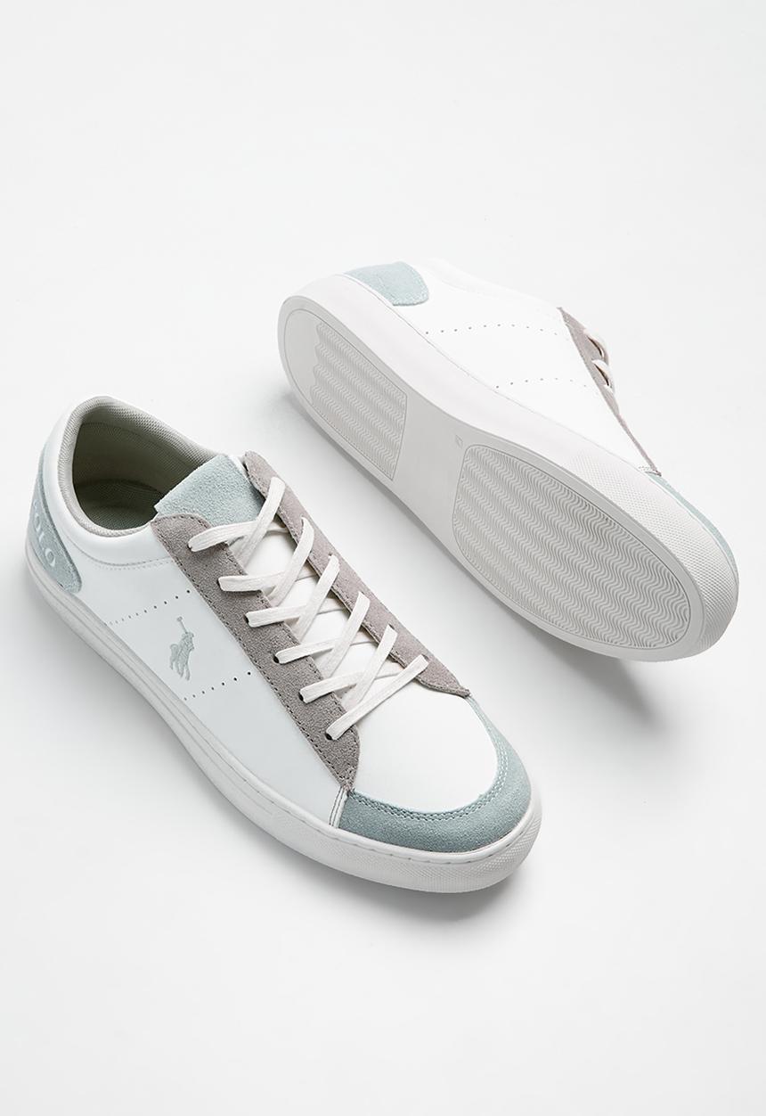 POLO - Perforated side flash pu sneaker - white & blue 