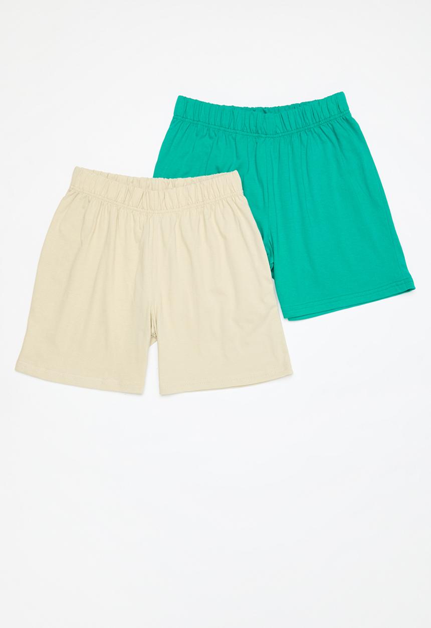 Rebel Republic - 2 Pack cotton short - holly green & stone
