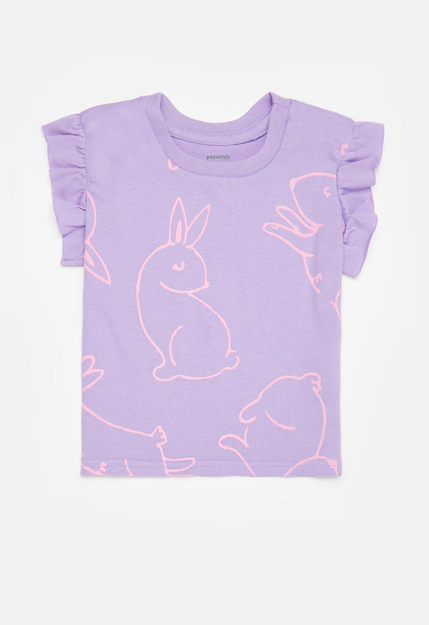Pop Candy - 2Pk frill sleeve tee - lilac & pink