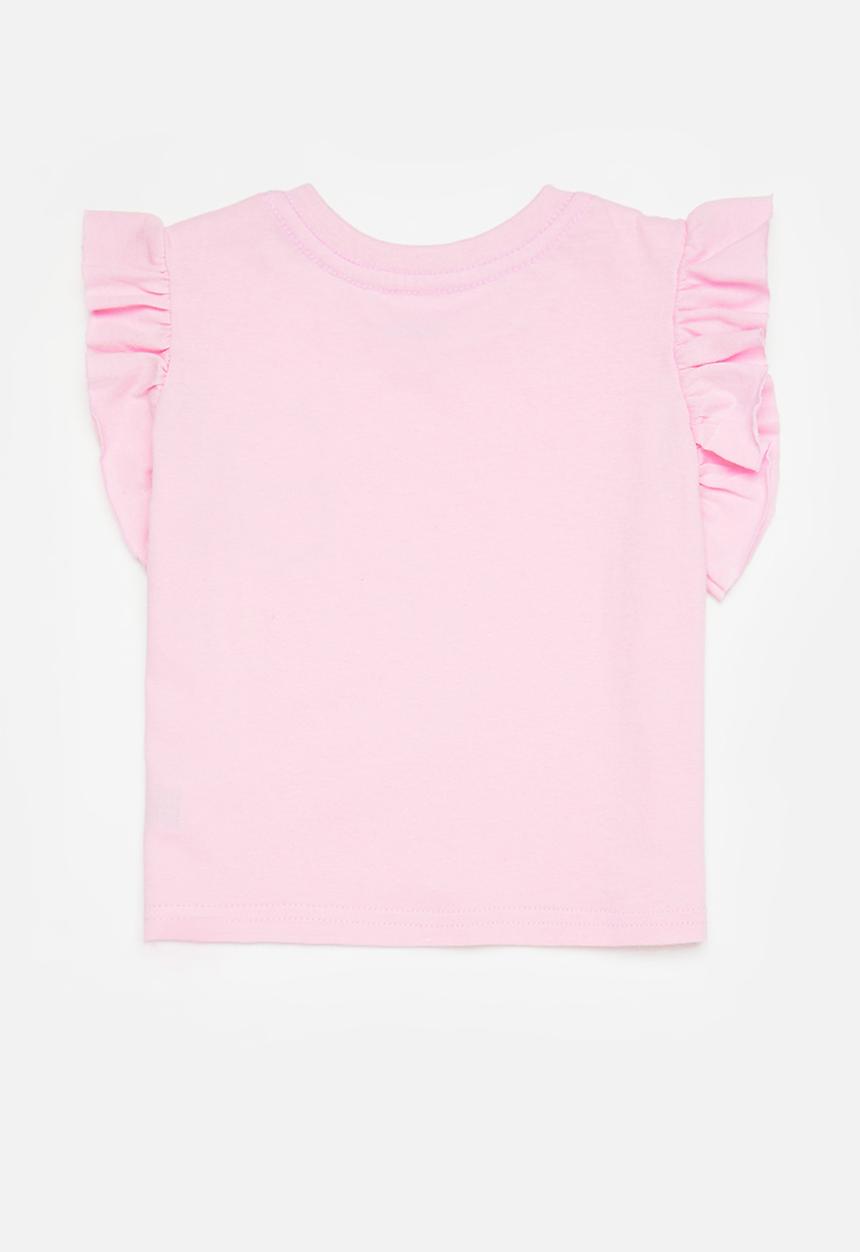 Pop Candy - 2Pk frill sleeve tee - lilac & pink