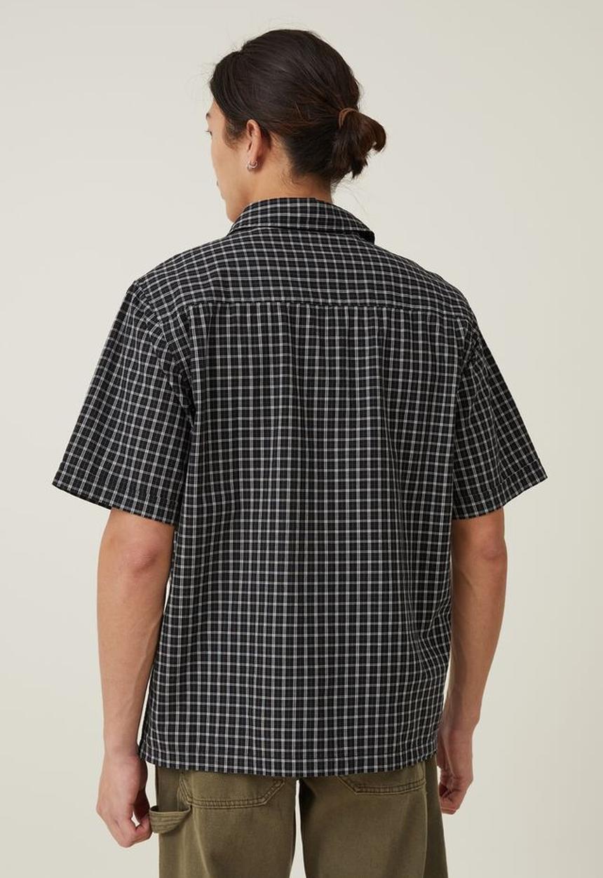 Cotton On - Eddie short sleeve shirt - black mini check