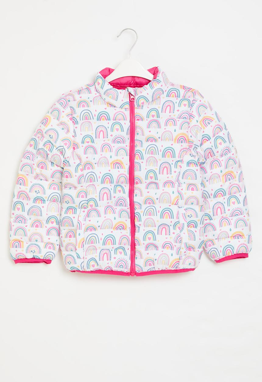 MINOTI - Girls basic rainbow puffa jacket - white