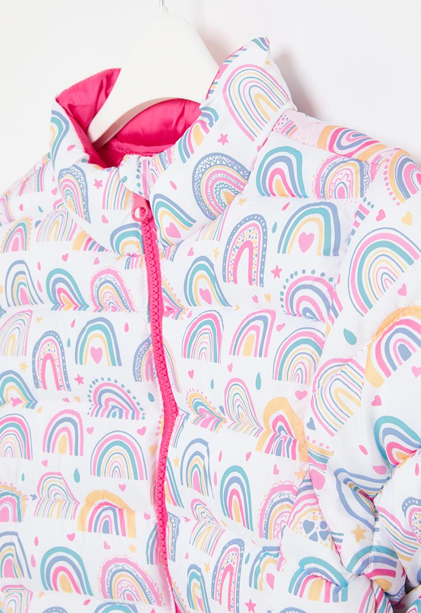 MINOTI - Girls basic rainbow puffa jacket - white